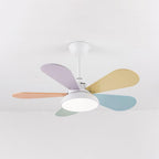 Lumendat Simple Colorful Round Fan Leaf Kids Downrods Ceiling Fan Light Lumendat