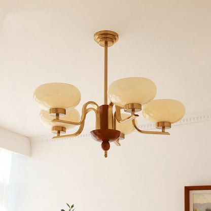 Traditional Vintage Metal Glass Oval Round 3/5 Light Chandeliers for Living Room