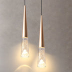 Light Luxury Minimalist Crystal Metal Pillar LED Pendant Light