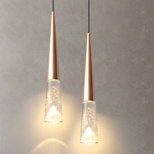 Light Luxury Minimalist Crystal Metal Pillar LED Pendant Light