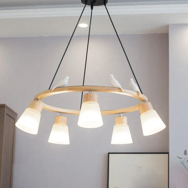 Nordic Minimalist Solid Wood Bird 3/5-light Chandelier modern luxury lighting fixture