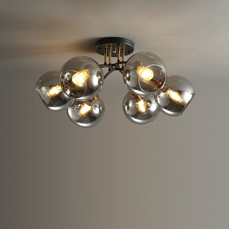 Modern Light Luxury Glass Magic Bean Round 4/6/8 Light Semi-Flush Mount Ceiling Light Lumendat