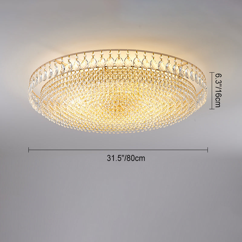 Modern Luxury Circle Iron Crystal 4/6/8/10 Light Flush Mount Ceiling Light For Living Room Lumendat