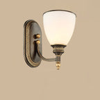 Traditional Vintage Round Glass Iron 1/2 Light Wall Sconce Lamp For Bedroom