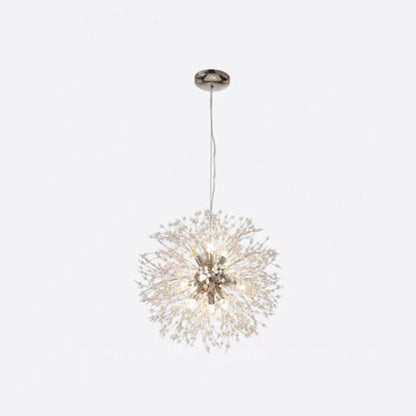 Contemporary Scandinavian Dandelion Metal Crystal 8/9/12/16 Light Chandelier for Bedroom