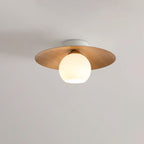 Contemporary Nordic Round Domed Iron Glass 1-light Semi-flush Mount Ceiling Light for Living Room