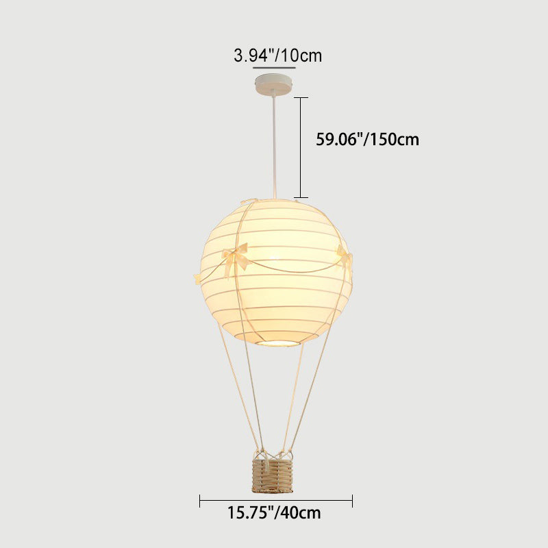 Lumendat Contemporary Creative Kids Hot Air Balloon Weaving Iron Fabric 1-Light Chandelier For Bedroom Lumendat