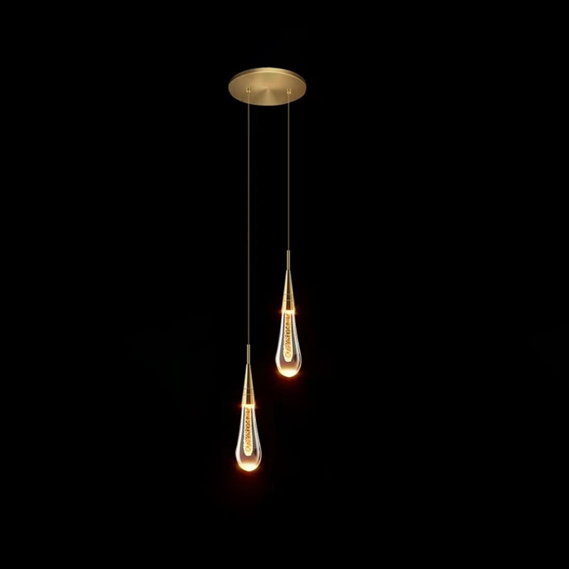 Contemporary Scandinavian Water Drops Iron Aluminum Crystal LED Chandelier for Bedroom