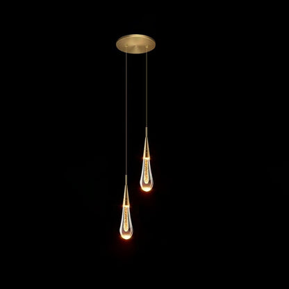 Contemporary Scandinavian Water Drops Iron Aluminum Crystal LED Chandelier for Bedroom