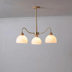 Nordic Japanese Glass Round Wood 3/6/8 Light Chandelier Lumendat