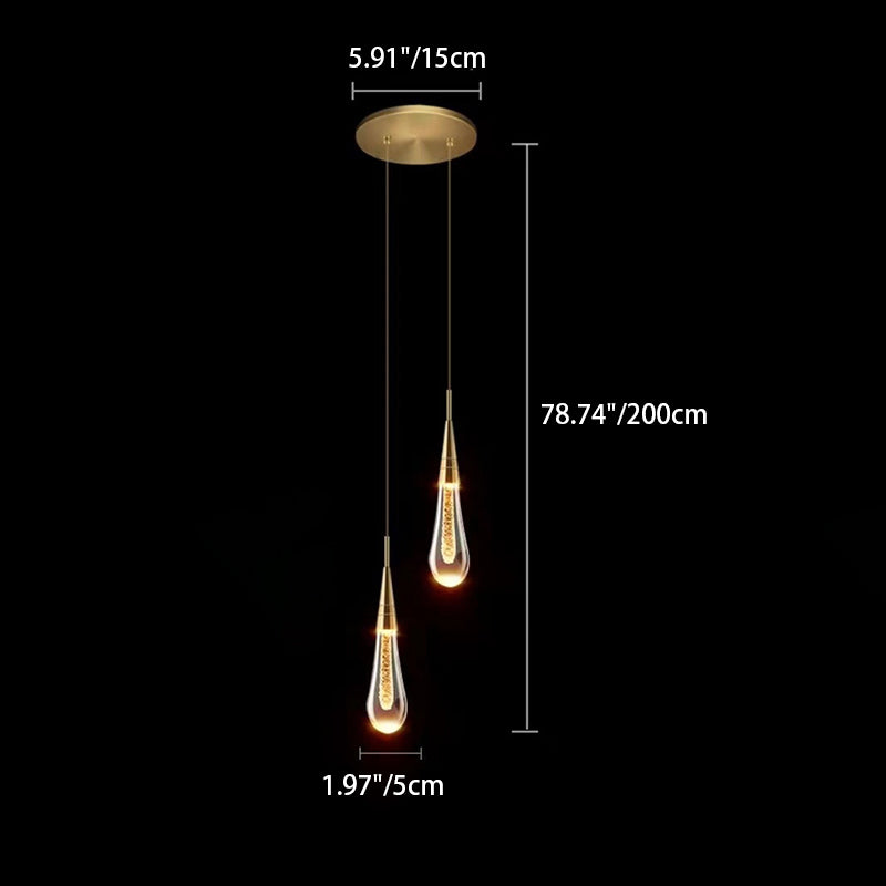Contemporary Scandinavian Water Drops Iron Aluminum Crystal LED Chandelier for Bedroom