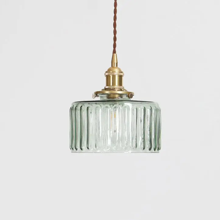 Japanese Vintage Brass Glass Round Jar 1-light Pendant Light Lumendat