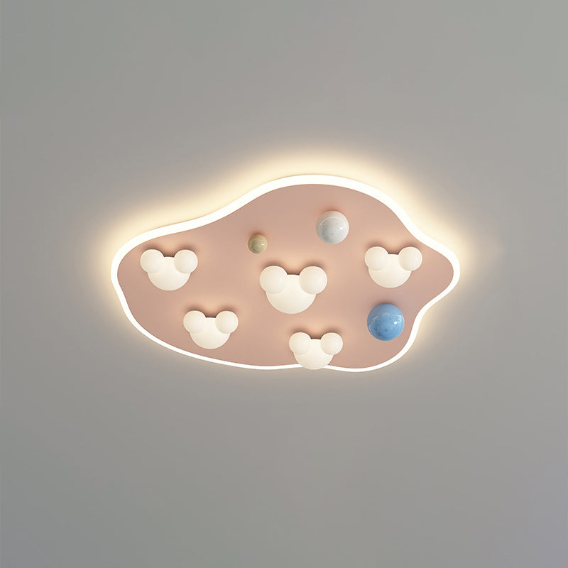 Lumendat Contemporary Creative Kids Iron Acrylic Round Irregular Shape Mouse Cloud LED Flush Mount Ceiling Light For Bedroom Lumendat