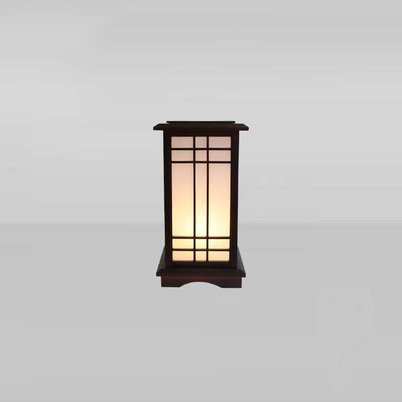 Traditional Chinese Rectangular Parchment Wood 1-Light Standing Floor Lamp For Entertainment Rooms Lumendat