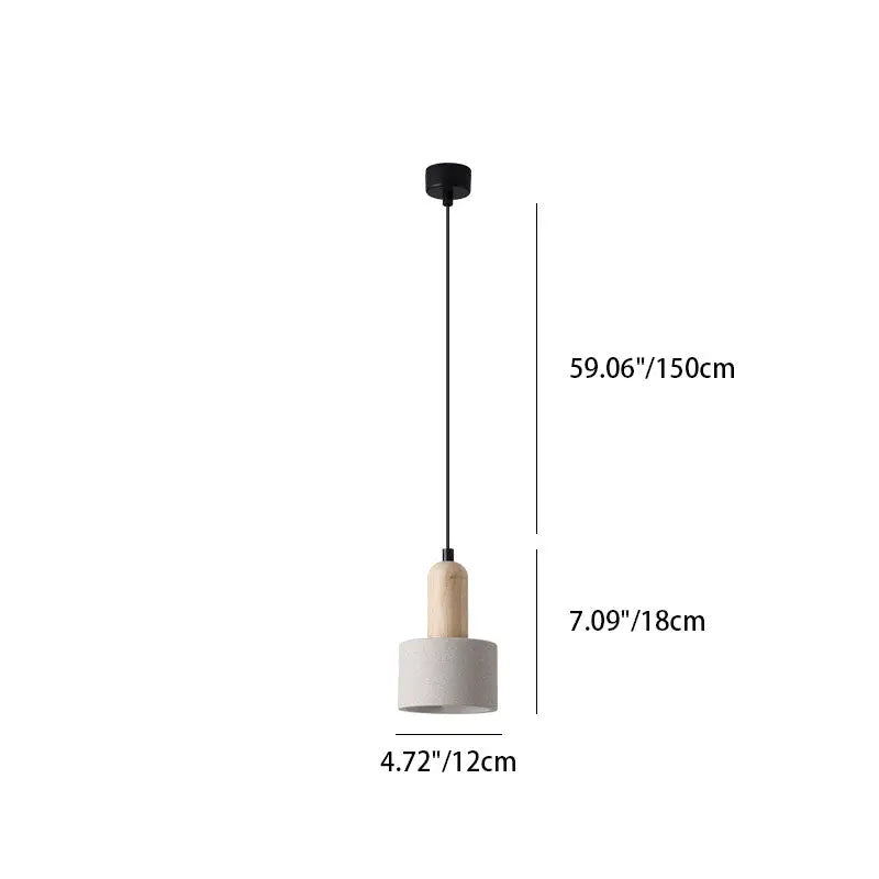 Contemporary Scandinavian Cement Dome Glass Shade 1-light Pendant Light for Bedroom BulbSquare