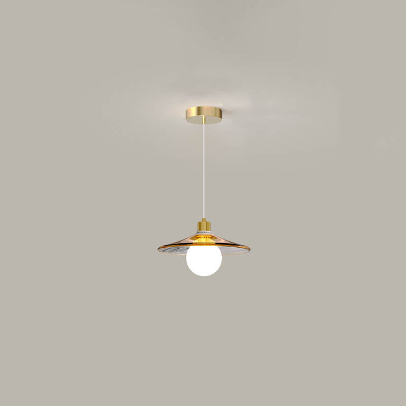 Modern Light Luxury Glass Flower Design Iron 1-Light Pendant Light