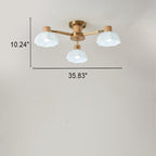 Traditional Japanese Wabi-sabi Rubberwood Hardware Glass 3/6/8-Light Flush Mount Lighting For Living Room Lumendat