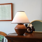 Japanese Wabi-sabi Vintage Solid Wood Fabric 1-Light Table Lamp Lumendat