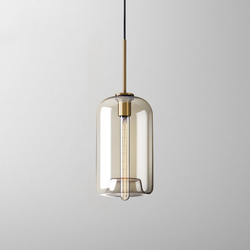 Contemporary Nordic Iron Glass Round Geometric Jar 1-Light Pendant Light For Living Room & Bedroom Lumendat