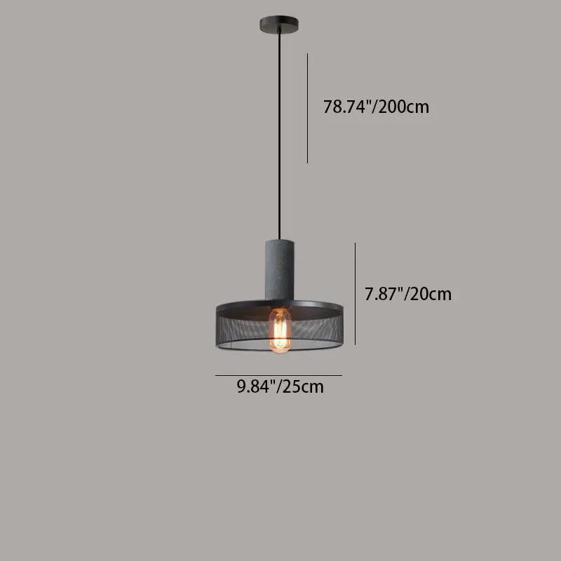 Contemporary Industrial Cylindrical Tapered Cement Iron 1-light Pendant Light for Living Room Lumendat