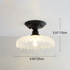 Nordic Vintage Glass Floral Round Geometry 1-Light Semi-Flush Mount Ceiling Light Lumendat