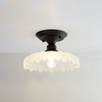 Nordic Vintage Glass Floral Round Geometry 1-Light Semi-Flush Mount Ceiling Light Lumendat