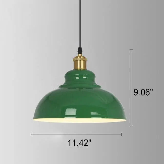 Industrial Vintage Green Iron Dome Cone 1-light Pendant Light Lumendat