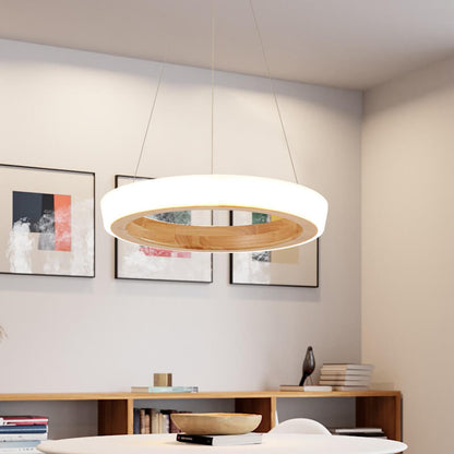 Japanese Minimalist Log Circle Island Light LED Chandelier – Dimmable