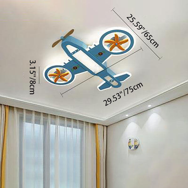 Lumendat Contemporary Creative Hardware Kids Aircraft LED Downrods Ceiling Fan Light For Bedroom Lumendat