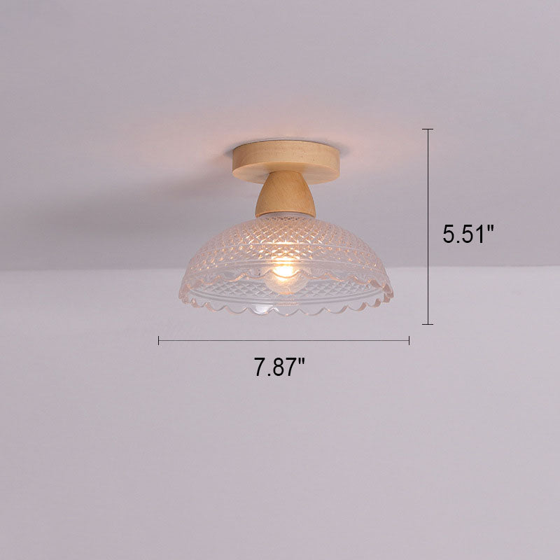 Japanese Minimalist Log Glass 1-light Semi-flush Mount Light