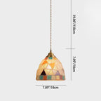 Traditional Tiffany Shell Decor Stained Glass Semicircle 1-light Pendant Light for Bedroom BulbSquare