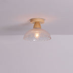 Japanese Minimalist Log Glass 1-light Semi-flush Mount Light BulbSquare