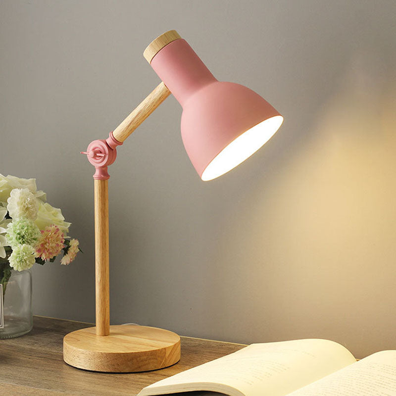 Contemporary Nordic Iron Semi-Circular Shade Wooden Base 1-Light Table Lamp For Study Lumendat