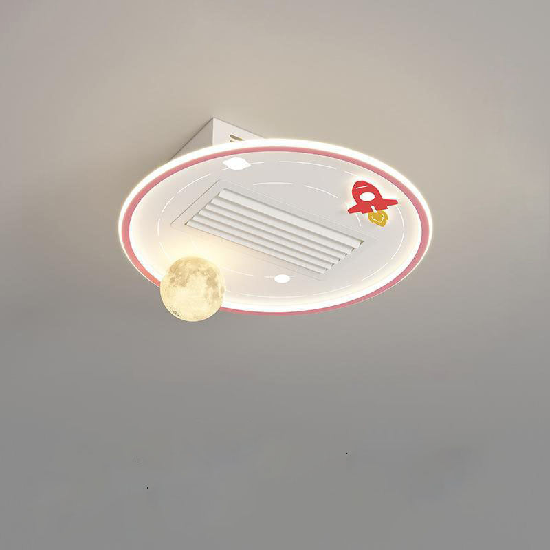 Lumendat Contemporary Creative Acrylic Astronaut Moon LED Kids Flush Mount Ceiling Invisible Bladeless Fan Light For Bedroom Lumendat