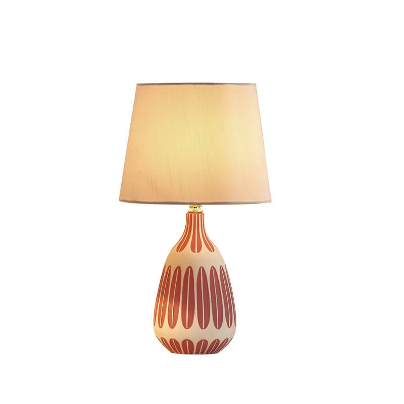 Nordic Vertical Pattern Ceramic Fabric 1-Light Table Lamp Lumendat