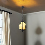 Modern Art Deco Cast Aluminum Oval Pumpkin 1-light Pendant Light for Outdoor Patio BulbSquare