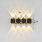 Outdoor Simple Hexagonal Combination Black Gold LED Wall Sconce Lamp