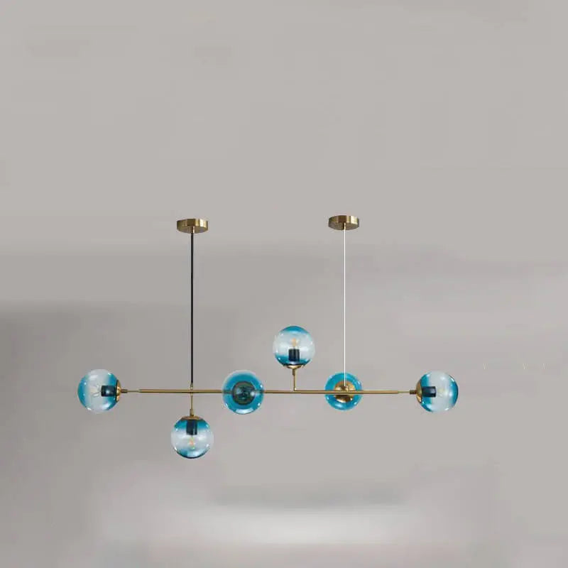 Nordic Minimalist Colorful Orb Metal Glass 6-light Island Light Chandelier BulbSquare