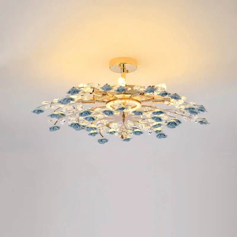 Modern Luxury Rose Iron Ceramic Crystal 6/7/8 Light Chandelier Lumendat