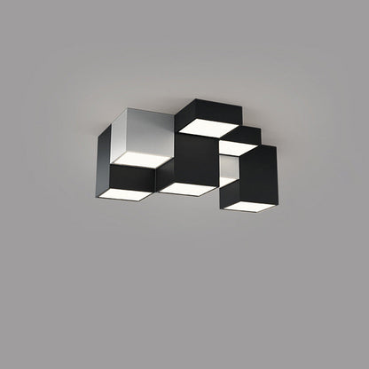 Modern Minimalist Cube Iron Acrylic LED Flush Mount Ceiling Light for Living Room