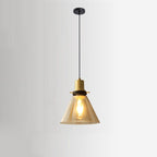 Vintage Minimalist Semi-circular Cone Cup Iron Glass 1-light Pendant Light BulbSquare