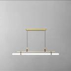 Modern Minimalist Long Strip Iron Acrylic Faux Leather LED Island Light Chandelier For Living Room & Dining Room Lumendat