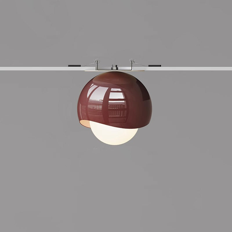 Contemporary French Cream Iron Glass Spherical Ball 1-light Semi-flush Mount Ceiling Light for Hallway