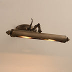 French Antique Copper Cylindrical 2-Light Mirror Front Wall Sconce Lamp
