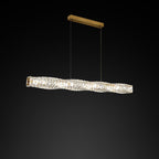 Modern Simplicity Stainless Steel Crystal Strip LED Island Light Pendant Light for Dining Room BulbSquare
