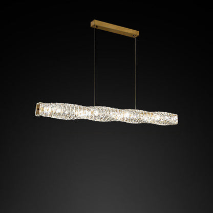 Modern Simplicity Stainless Steel Crystal Strip LED Island Light Pendant Light for Dining Room