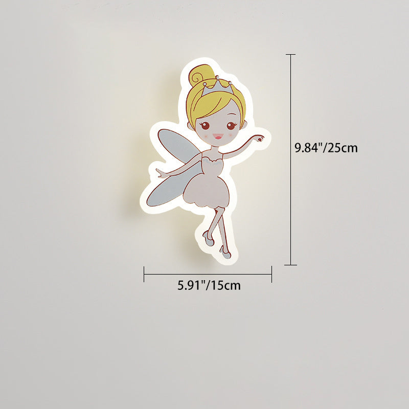 Lumendat Contemporary Creative Acrylic Cartoon Fairy Astronaut Iron LED Kids Wall Sconce Lamp For Bedroom Lumendat