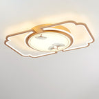 Traditioanl Chinese Iron Aluminum Acrylic Round Rectangular Square Ginkgo Leaf LED Semi-Flush Mount Ceiling Light For Living Room
