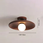 Modern Simplicity Rubberwood Glass Round 1-Light Semi-Flush Mount Ceiling Light For Hallway Lumendat