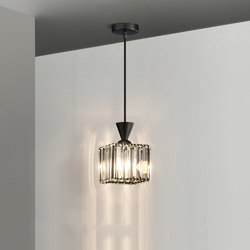 Contemporary Luxury Radiant Prismatic Clear Crystal Shade 1-light Pendant Light for Living Room